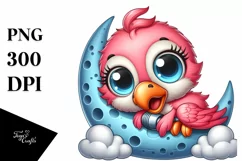 Colorful Baby Flamingo Clipart Product Image 1