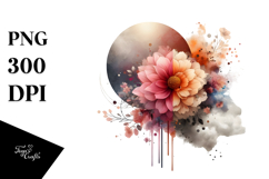 Flower with Splashes, Modern Look PNG Product Image 1