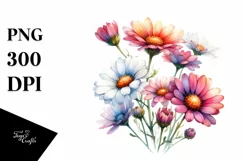 Glossy Daisy Petals Watercolor Clipart Product Image 1