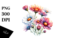 Glossy Daisy Petals Watercolor Clipart Product Image 1