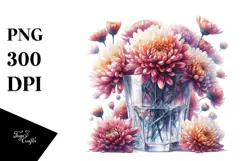 Vibrant Filled with Large Chrysanthemum Clipart Product Image 1