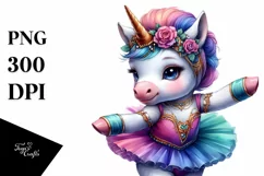 Colorful Baby Unicorn with Lyrical Dancer Outfit PNG Product Image 3