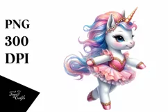 Colorful Baby Unicorn with Lyrical Dancer Outfit PNG Product Image 3