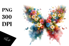 Colorful Butterflies with Spring Flowers PNG Product Image 1