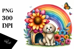 Colorful Dog House with Rainbow Bird Clipart Product Image 3