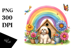 Colorful Dog House with Rainbow Bird Clipart Product Image 1