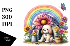 Colorful Dog House with Rainbow Bird Clipart Product Image 3