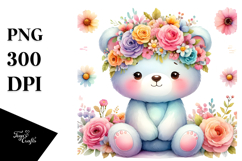 Colorful Flower Bear Clipart Product Image 1