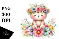 Colorful Flower Bear Clipart Product Image 1