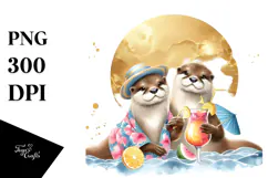 Otter in Beachwear Watercolor Painting Product Image 1