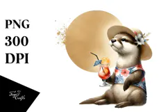Otter in Beachwear Watercolor Painting Product Image 1