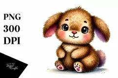 Baby Plush Rabbit, Watercolor PNG Product Image 1