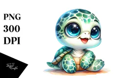 a, Baby Turtle with Big Eyes, High-Resolution PNG Product Image 1