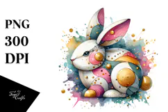 Colorful Wooden Bunny, High-Res PNG Product Image 1