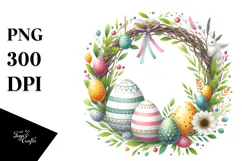 Easter Watercolor Wreath PNG Product Image 1