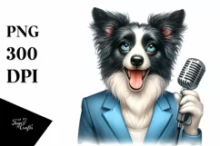 Watercolor Pop Singer Border Collie Clipart Product Image 3