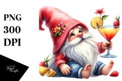 Cute Gnome Drinking Cocktail, PNG Product Image 1