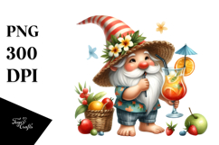 Cute Gnome Drinking Cocktail, PNG Product Image 1