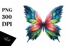 Vibrant Butterfly in Abstract Frame, Watercolor PNG Product Image 3