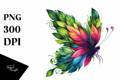 Vibrant Butterfly in Abstract Frame, Watercolor PNG Product Image 1