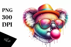 Quirky Koala Portrait Blowing Chewing Gum | Clipart Product Image 1