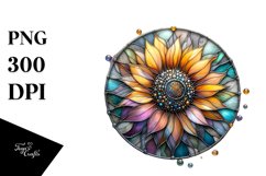 Stained Sunflower Round Product Image 3