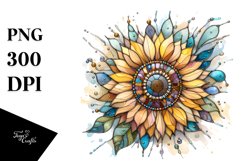 Detailed Stained Sunflower Watercolor Product Image 1