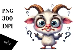 Watercolor Funny Owl Goat | Big Eyes | Confused Product Image 1