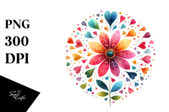 Colorful Watercolor Digital Painting with Simple Boho Flower Product Image 1