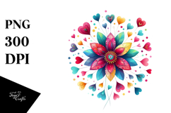 Simple Flower with Hearts PNG Product Image 1