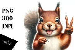 Funny Squirrel Portrait with Victory Sign | Clipart Product Image 1