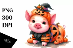 Cute Baby Pig Halloween in Style | Sublimation Clipart Product Image 1