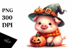 Cute Baby Pig Halloween in Style | Sublimation Clipart Product Image 1