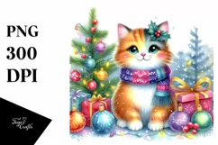 Colorful Christmas Cat, Transparent PNG Product Image 3