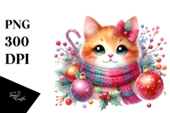 Christmas Cat with Decorations, Transparent PNG Product Image 1