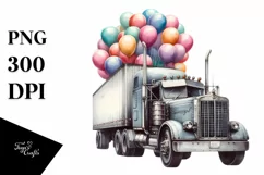 Vintage Semi Truck, High Quality PNG Product Image 1