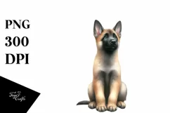 a Cute Watercolor Malinois Sitting Among Christmas Gifts PNG Product Image 3