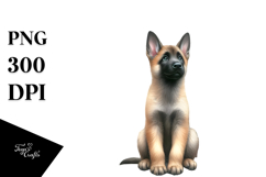 a Cute Watercolor Malinois Sitting Among Christmas Gifts PNG Product Image 1