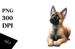 a Cute Watercolor Malinois with Christmas Gifts PNG Product Image 1