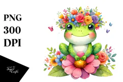Cute Cartoon-Style Frog Sitting PNG Product Image 1