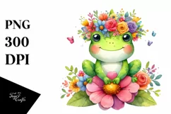 Cute Cartoon-Style Frog Sitting PNG Product Image 3