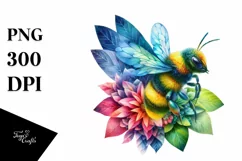 Vibrant Bee with Flowers, Abstract PNG Product Image 1