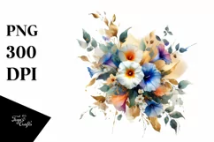Vibrant Abstract Bouquet | Golden Foil | Clipart Product Image 1