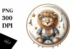 Cute Baby Lion Sleeping on Moon | Clipart Product Image 4