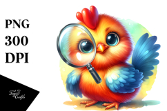 Baby Rooster with Magnifying , PNG Product Image 1