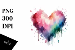 Paintbrush Style Heart Watercolor PNG Product Image 1