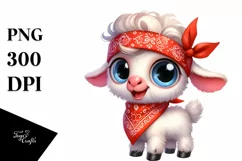Watercolor Funny Poney Lamb | Big Eyes | Bandana Product Image 3