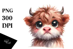 Baby Face Highland Cow, Transparent PNG Product Image 1