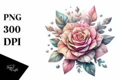 Pastel Wooden Stained Rose Sticker Clipart Product Image 3