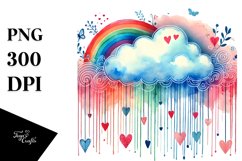 Washed Watercolor Cloud Hearts PNG Product Image 1